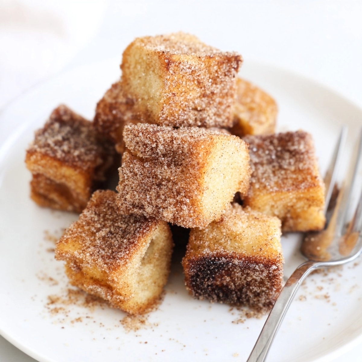 Golden Cinnamon Brown Sugar French Toast Bites, warm & fragrant, ready for a maple syrup dip.
