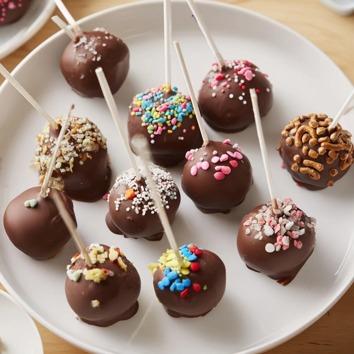 Bite-sized Charcuterie Board Cookie Dough Pops crafted with mini chocolate chips and colorful toppings.