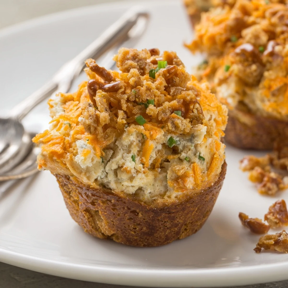 Delicious Buffalo Ranch Cream Cheese Pretzel Muffins, perfect for game-day snacking.  