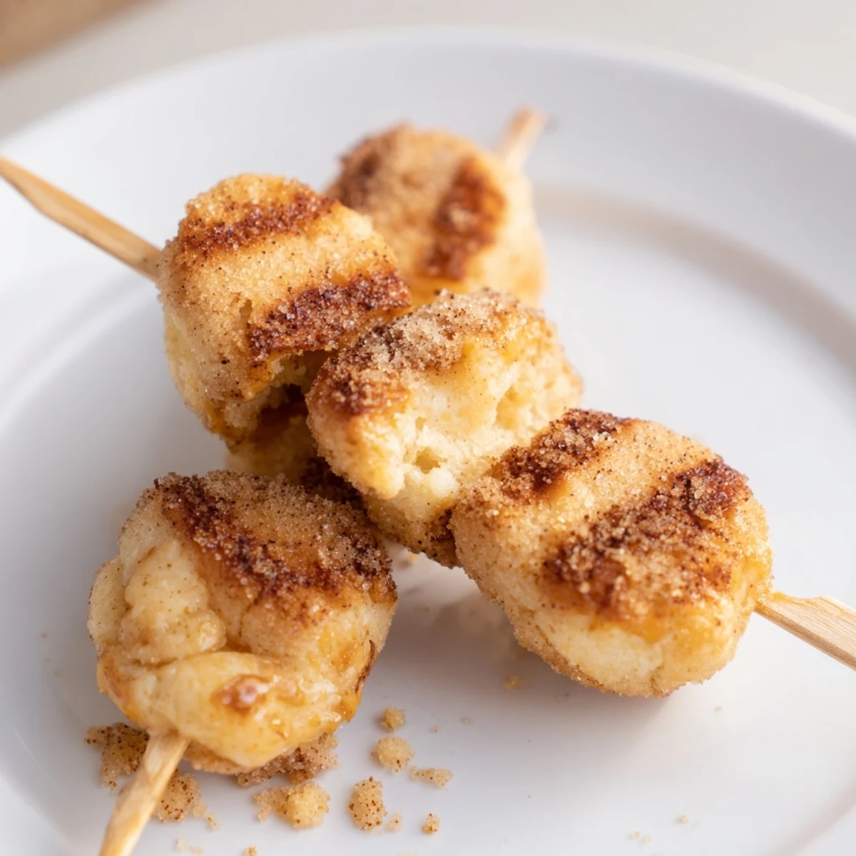 Cinnamon Sugar Maple Bourbon Cheddar Biscuit Muffin Skewers garnished for a delightful brunch experience.