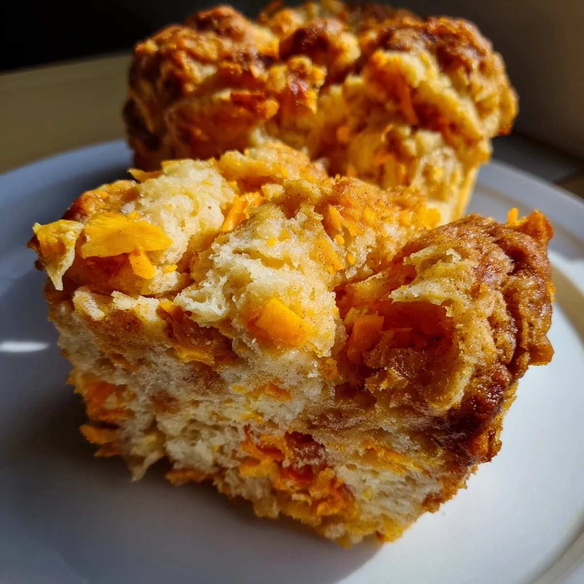 Flamin Hot Cheddar Cinnamon Sugar Biscuit Muffin Loaf, a spicy-sweet delight for brunch.  