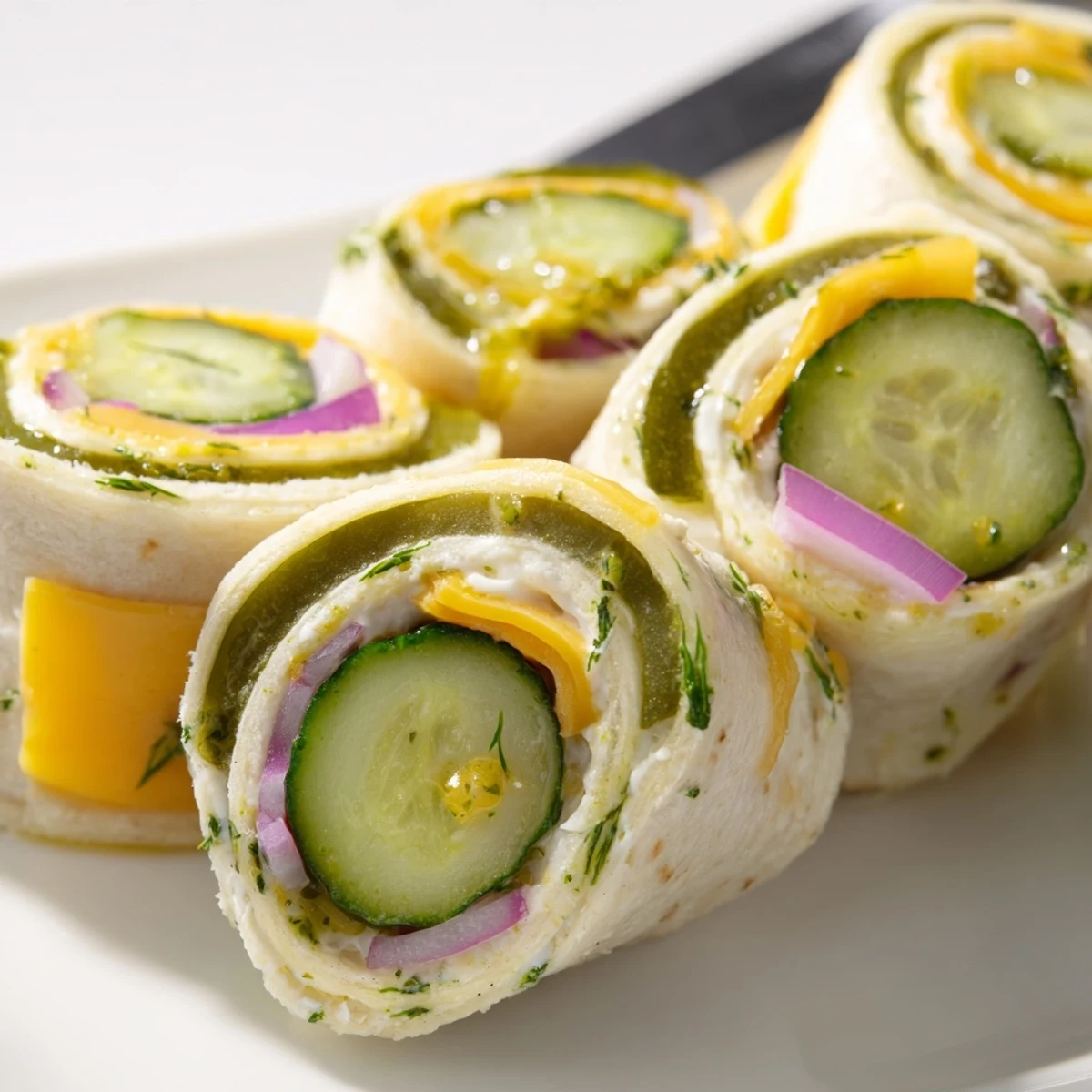 Crispy Pickle-in-a-Blanket rolls with creamy cheese, perfect for party snacks.  