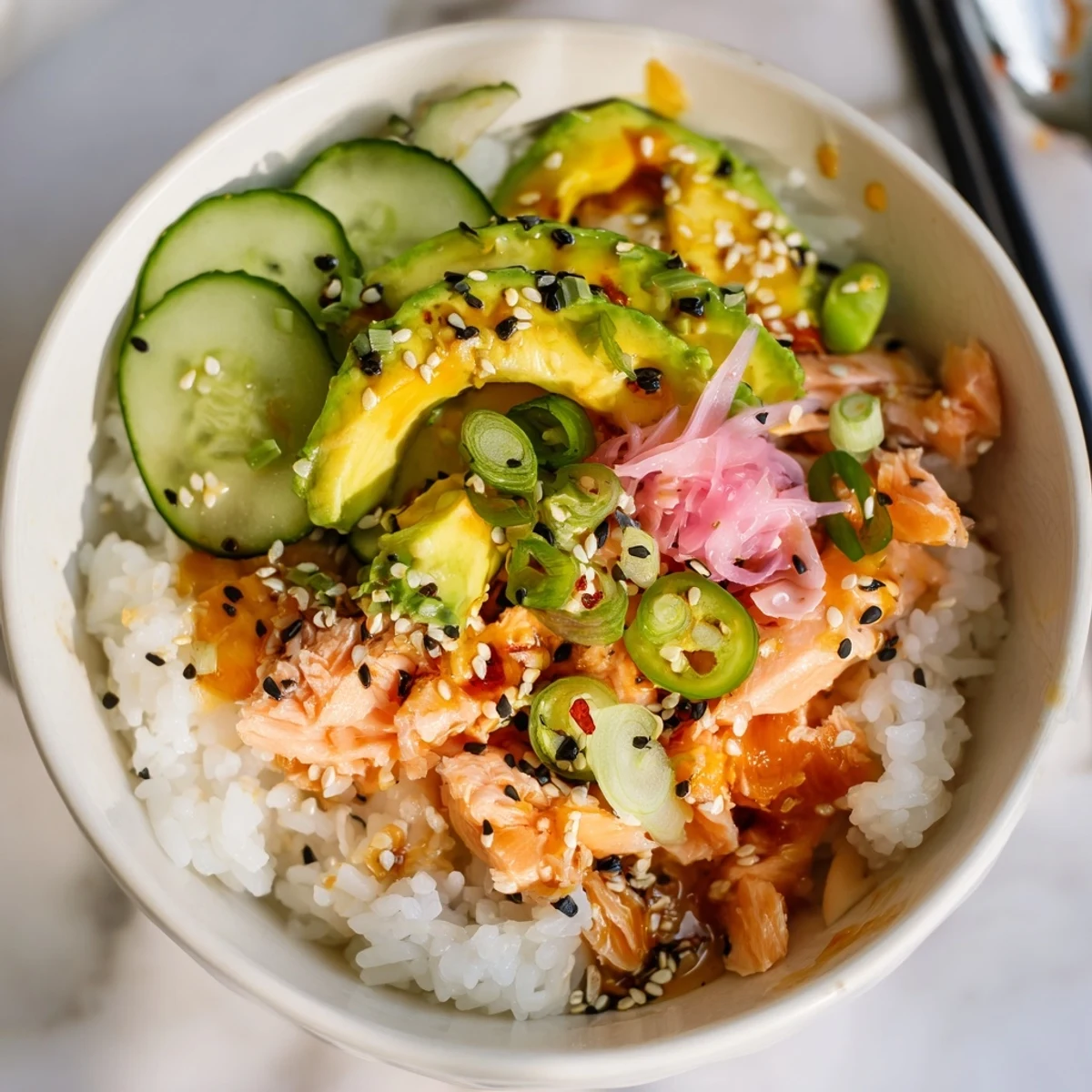Quick and flavorful leftover salmon and rice bowl, perfect for a satisfying meal.