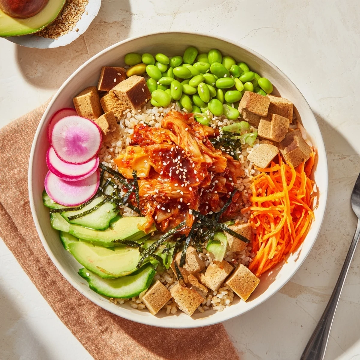 Wholesome fermented vegetable bowl bursting with flavor, colors, and nourishing grains.