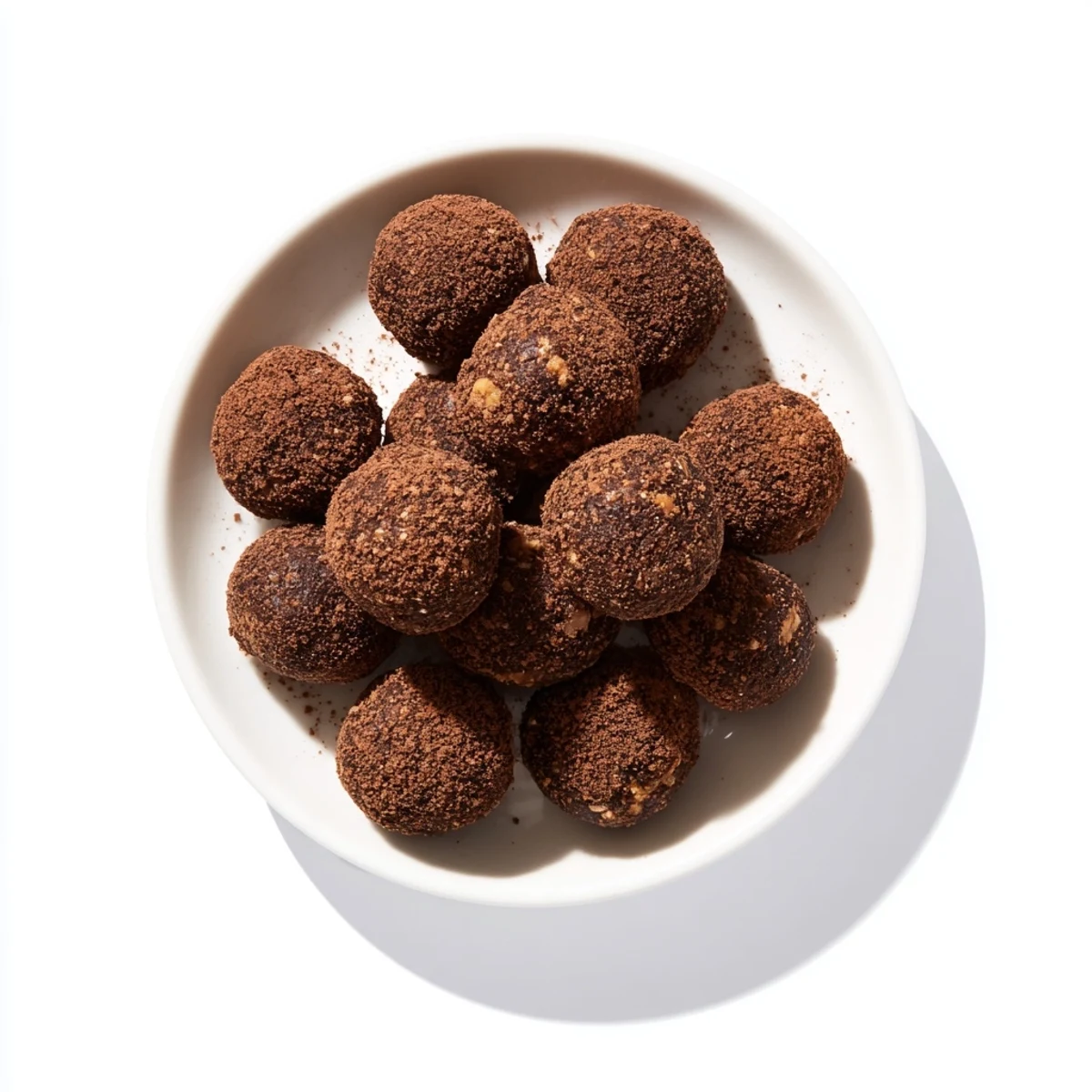 These homemade Date & Walnut Truffles are rolled in cocoa, ready to serve as a tasty, healthy dessert.