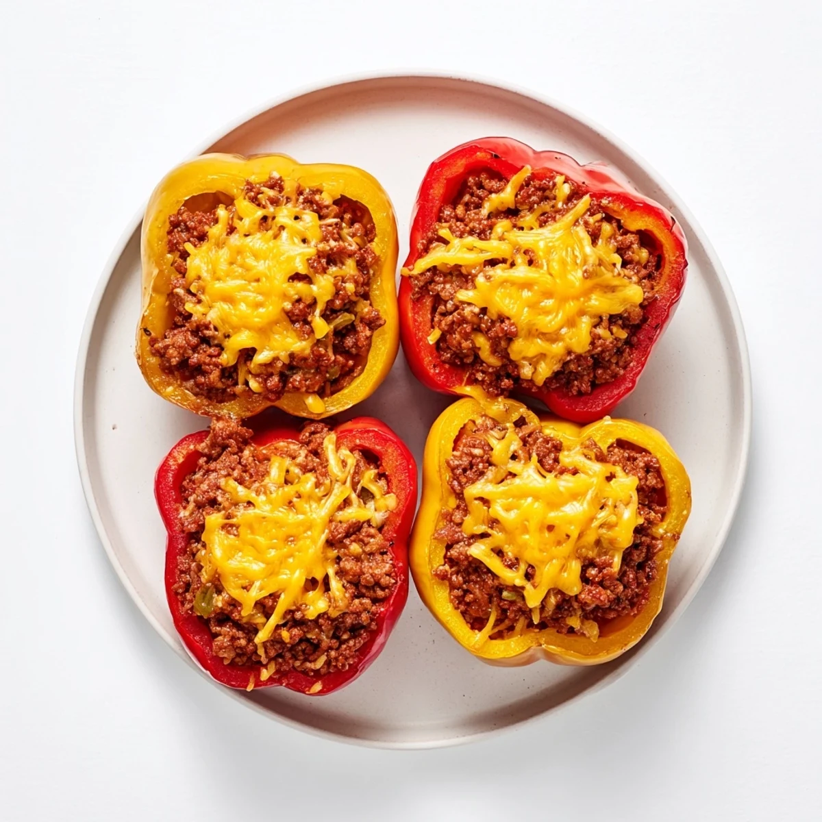 Image of savory Sloppy Joe Stuffed Bell Peppers, bursting with a rich, beefy tomato filling.