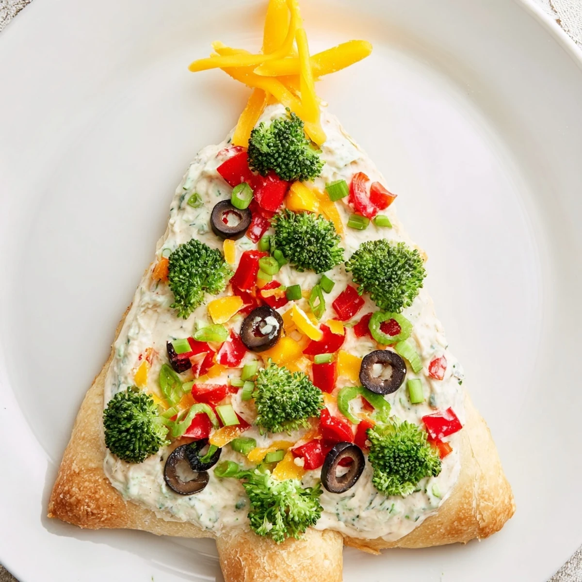 Easy Christmas Tree Veggie Pizza