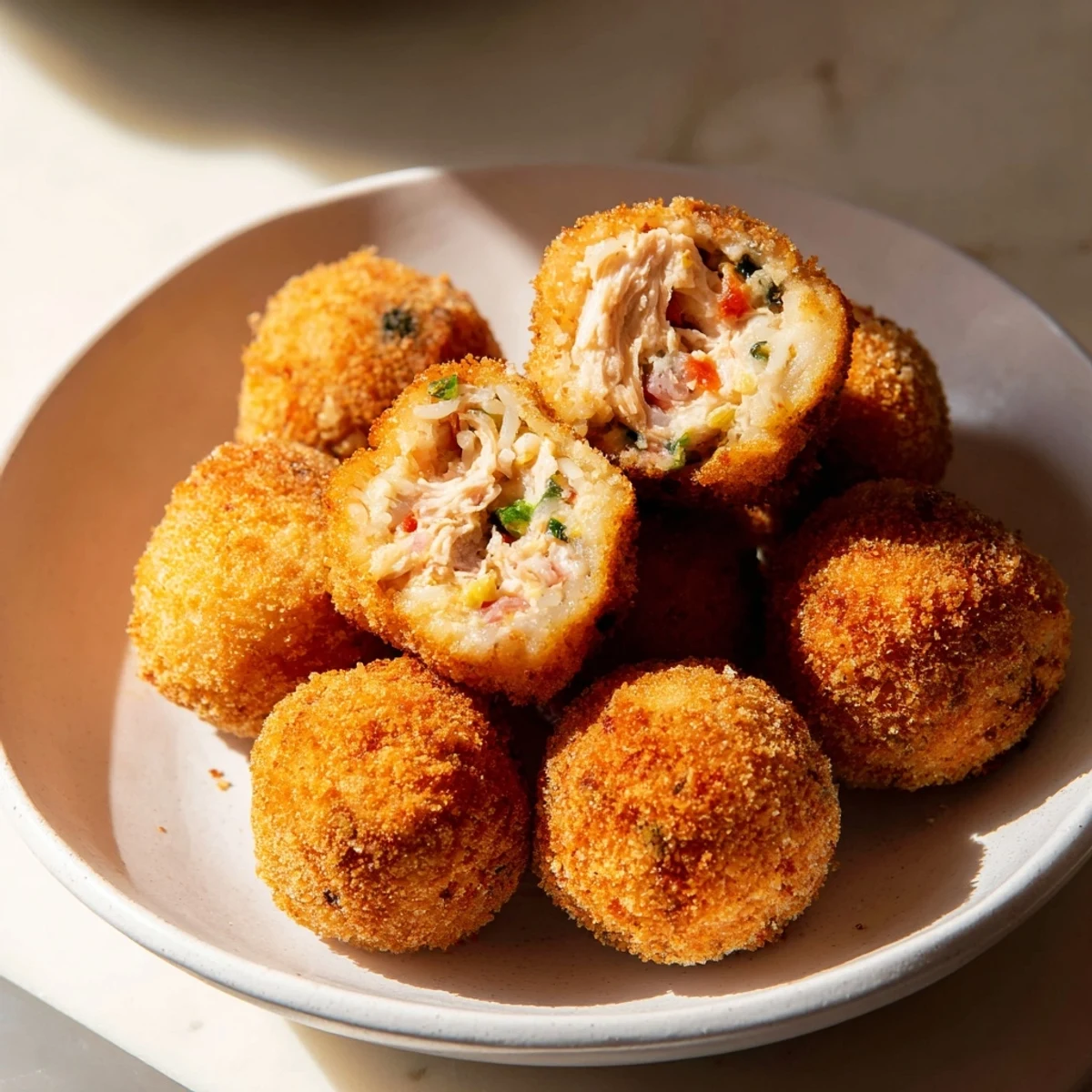 Delicious, homemade Creamy Chicken & Rice Arancini Balls, a delightful bite of Italian comfort food.