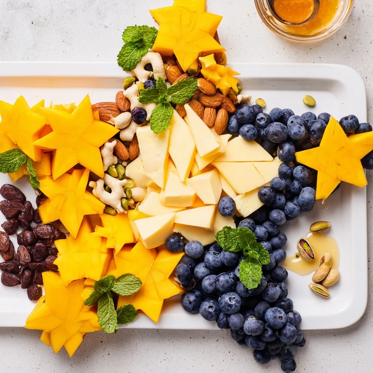 A delicious and eye-catching Shooting Star Snack Board, perfect for sharing with friends and family.