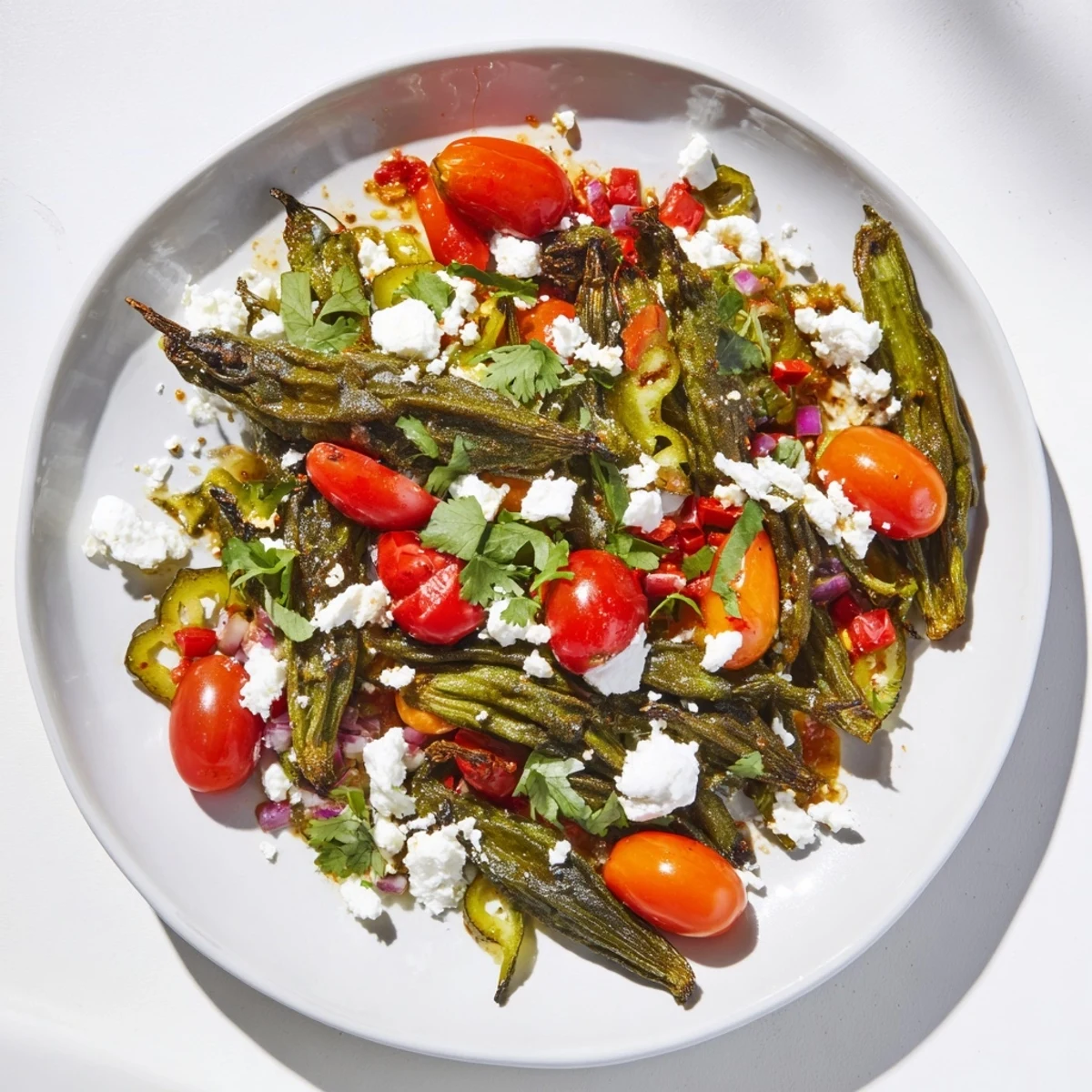 A delicious vegetarian Desert Cactus Taco Platter overflowing with seasoned nopales, fresh toppings, and salsa.
