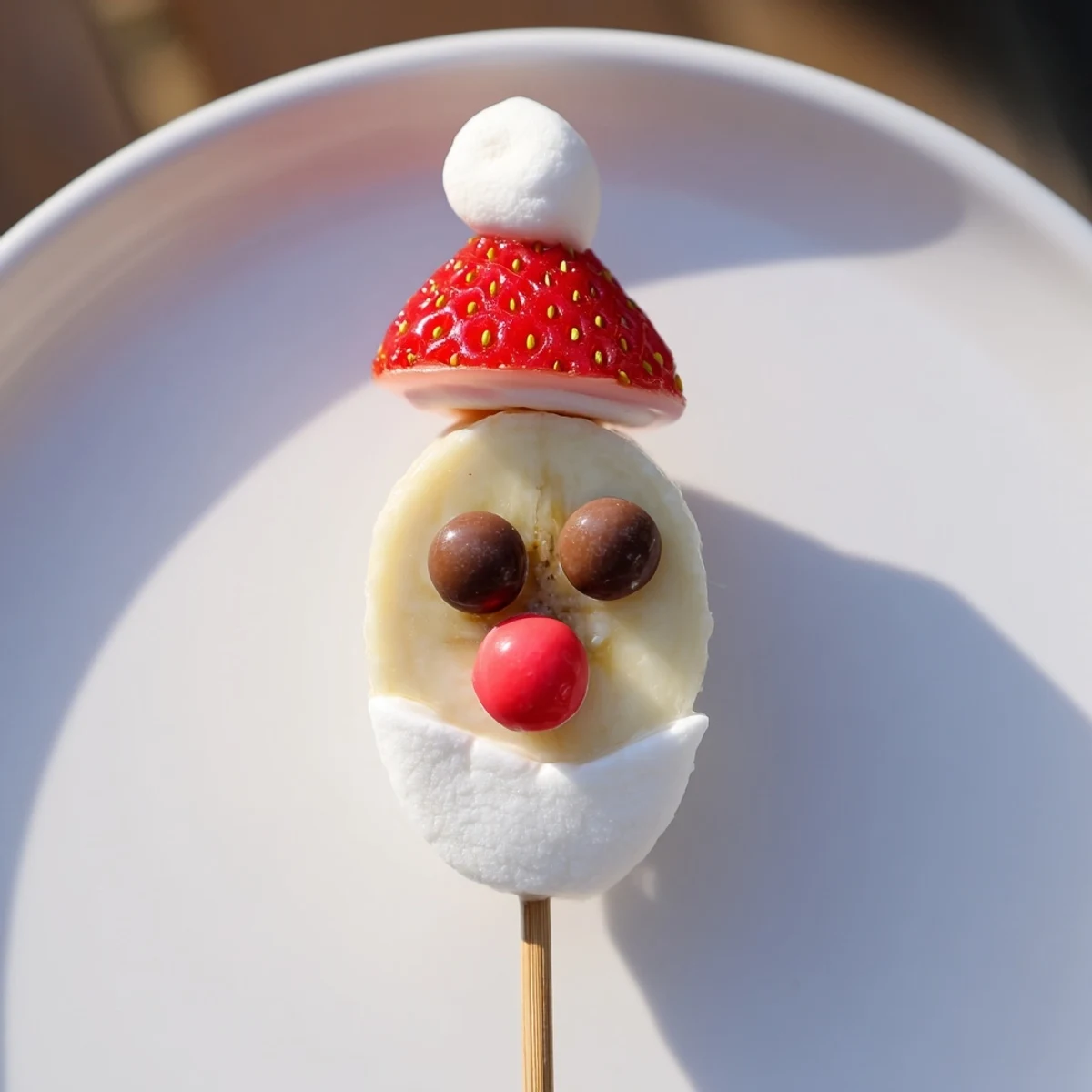 Fun Banana Santa Snack Sticks presented on skewers, ready to delight kids.