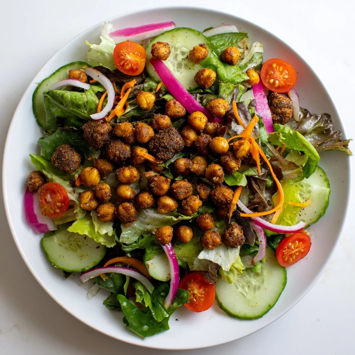 Mixed Greens with Chickpea Croutons