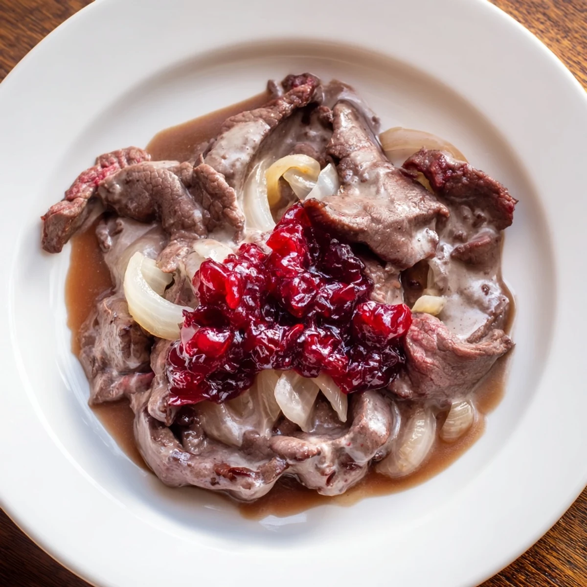 Close-up of hearty Finnish Reindeer Stew, a flavorful Nordic dish ready to be enjoyed.