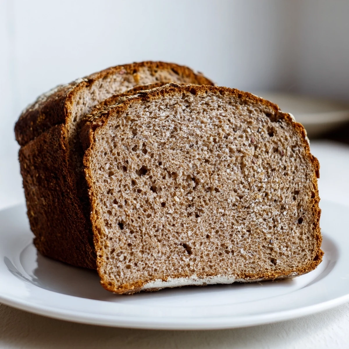 A rustic loaf of Latvian Rupjmaize bread, a hearty rye bread, ready to be sliced and enjoyed.