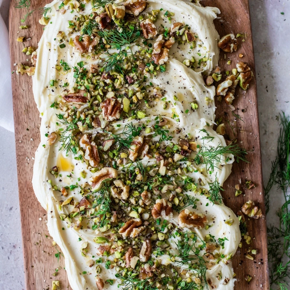 A beautiful Flavored Butter Board Charcuterie, offering a delicious appetizer with a rich, creamy texture and varied toppings.