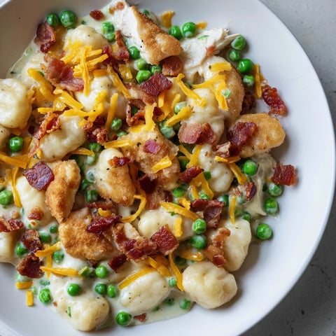 Creamy Crack Chicken Gnocchi, a comforting dinner of tender gnocchi and a rich, cheesy sauce.