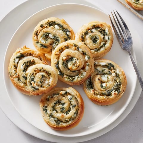 Golden-brown Savory Spinach Feta Pinwheel Spirals, smelling deliciously of baked pastry and herbs, ready to be enjoyed.