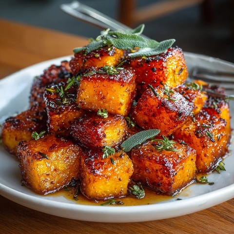 Warm Maple Glazed Roasted Butternut Squash shines; ready to serve as a side dish.