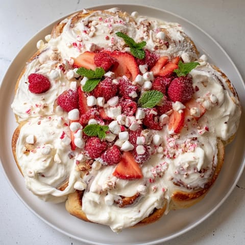 Enjoy warm, homemade North Pole Cinnamon Rolls with a creamy frosting and winter-themed toppings.