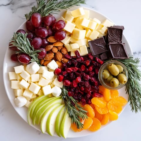 This vibrant Cranberry Joy Tree Board features a holiday tree design, perfect for entertaining guests with fresh flavors.