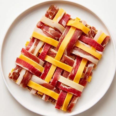 A vibrant close-up of The Tartan Plaid, showing a delicious, woven presentation of jerky.