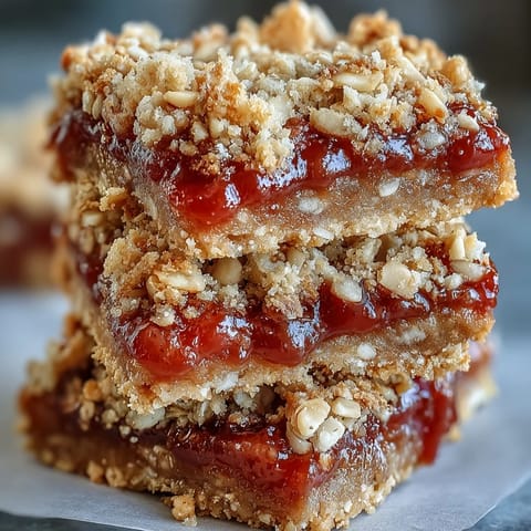 Buttery Guava Jam Bars showcase a vibrant pink guava layer and crunchy oat crumble, perfect for dessert.