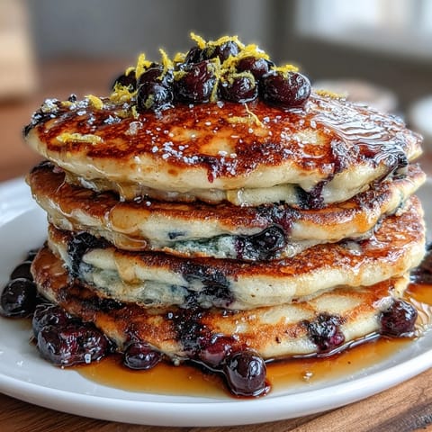 Lemon Blueberry Sourdough Pancakes