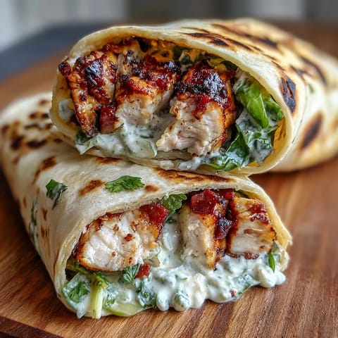 Warm garlic naan wrap filled with grilled chicken, crisp romaine, Caesar dressing, and Parmesan.