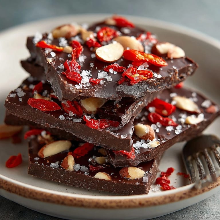 Spicy and sweet Chili Chocolate Bark pieces dusted with cocoa, a warm indulgence.