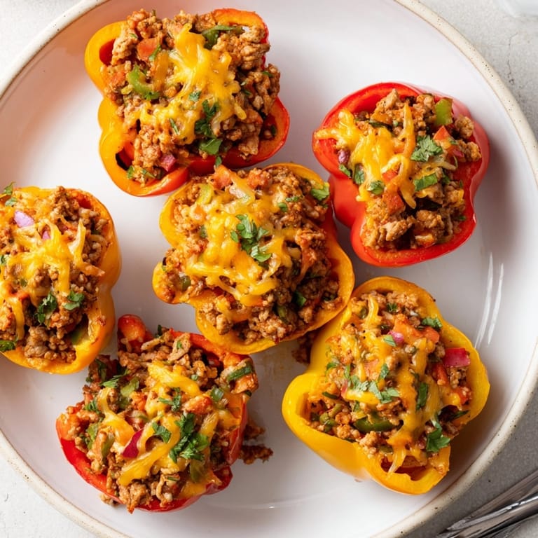 Freshly baked Cajun Turkey Stuffed Peppers offer a delightful aroma, a flavorful and healthy meal.