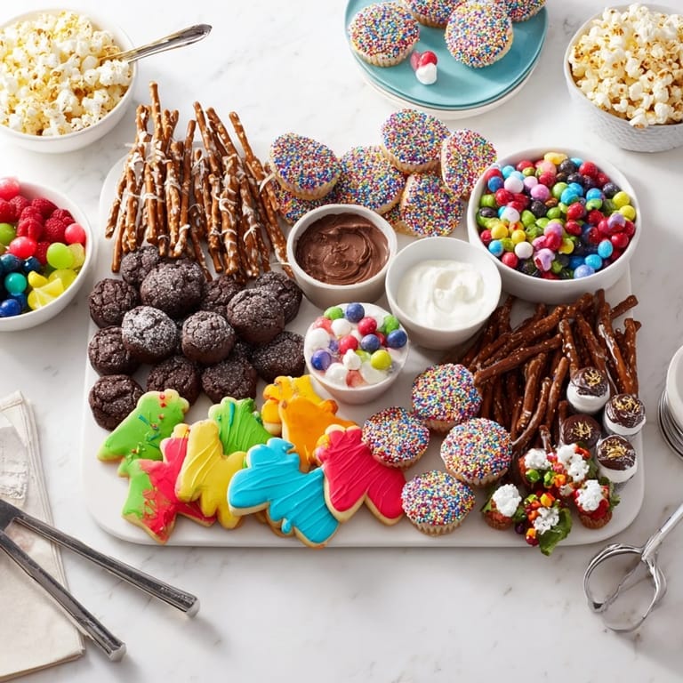 Festive Dessert Boards filled with chocolate-dipped pretzel rods and fresh strawberries.