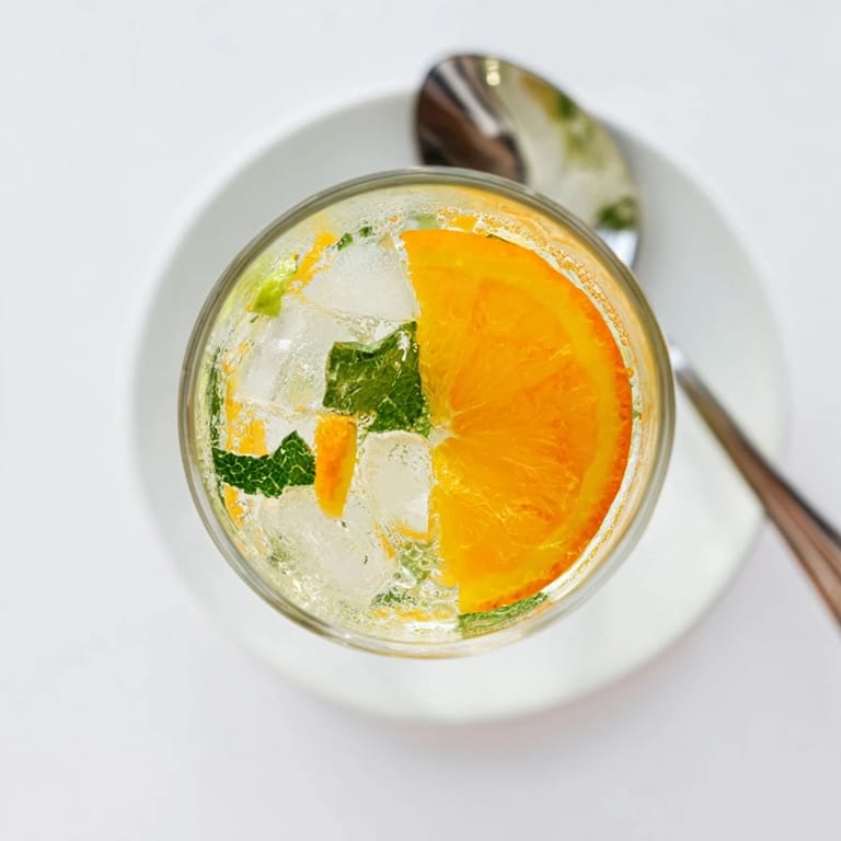 Citrusy probiotic soda mocktail served over ice, perfect for summer gatherings.