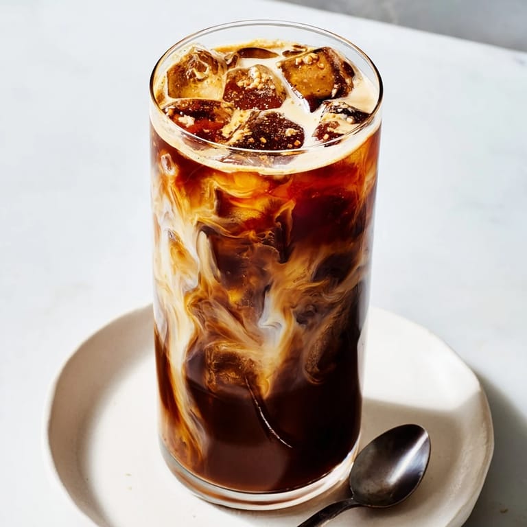 Refreshing tahini iced coffee drink, perfect for hot summer afternoons.