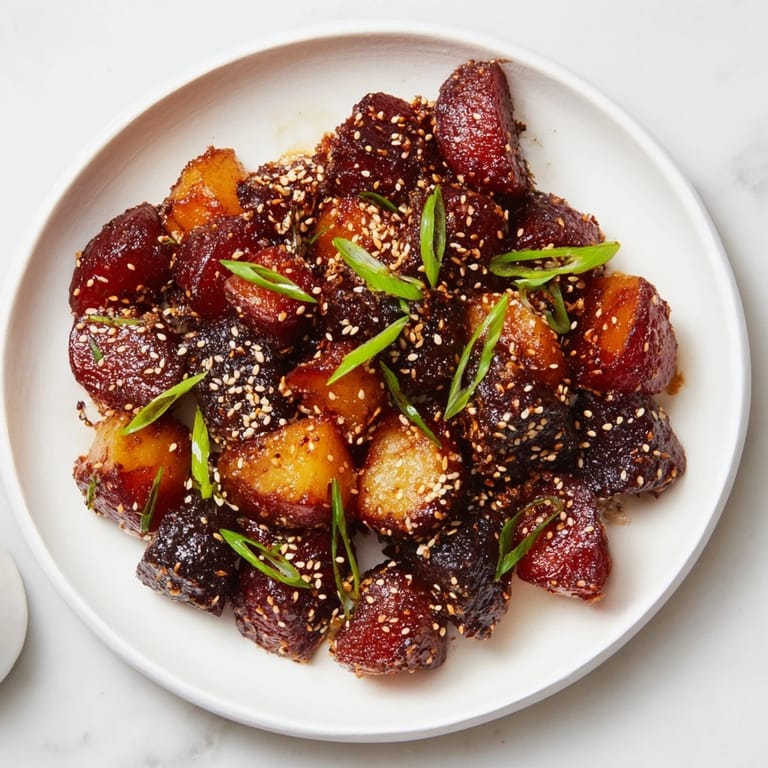 Warm Miso Roasted Winter Vegetables with toasted sesame seeds, appealing colors and aromas make this side dish irresistible!