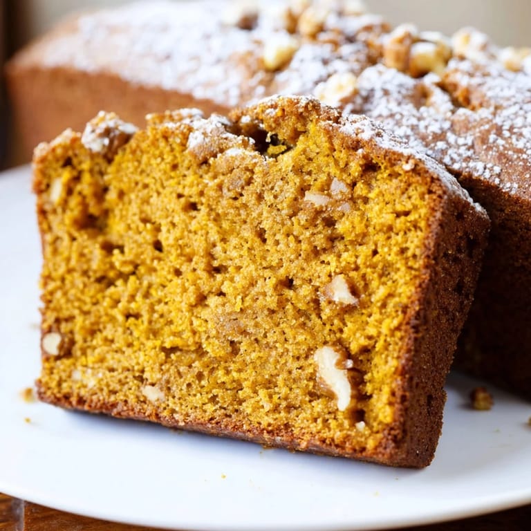 Freshly baked pumpkin bread, fragrant with cinnamon, ideal for breakfast or a snack.