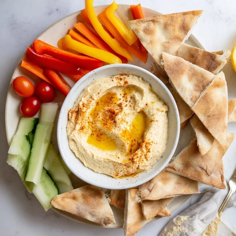 Colorful assortment: crunchy veggie sticks ready for dipping into homemade hummus.