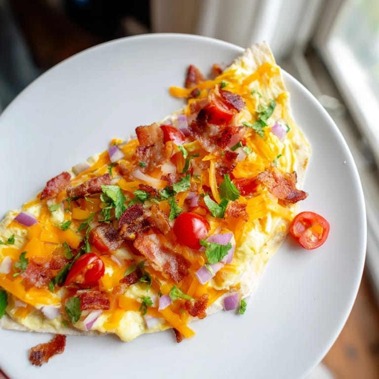 Enjoy savory easy festive breakfast burrito wraps, a perfect combination of scrambled eggs and crispy bacon.