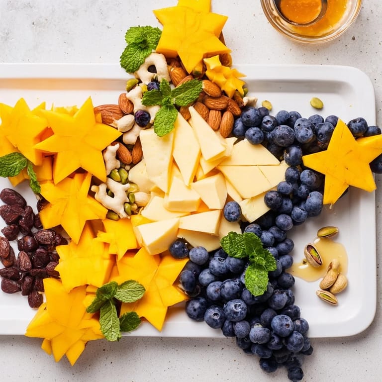 A delicious and eye-catching Shooting Star Snack Board, perfect for sharing with friends and family.