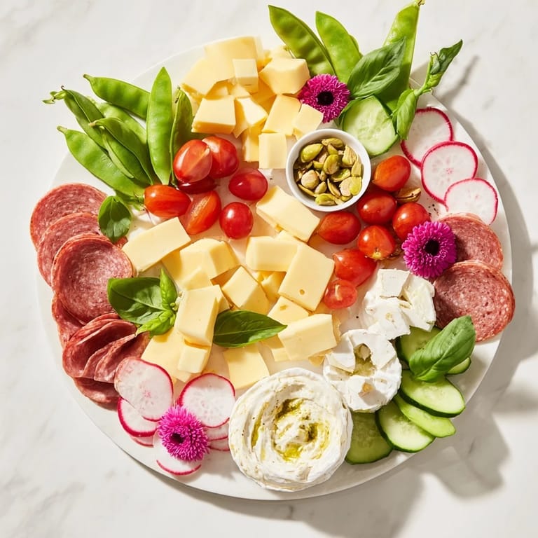 This Dragonfly Dance appetizer tray looks exquisite, offering various flavors and textures for entertaining.