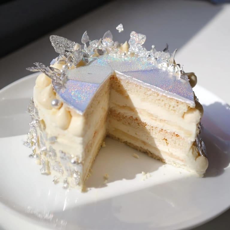 The decadent Diamond Ring Engagement Cake is a stunning visual with white chocolate and edible jewels.