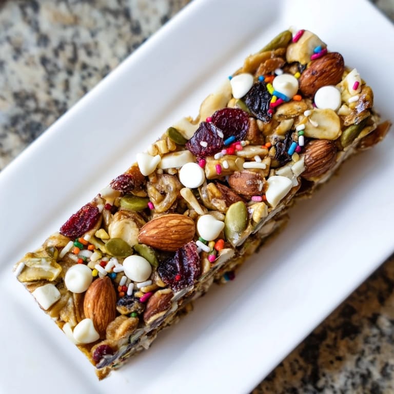 Perfectly chilled Winter Wonderland Trail Mix Bar cut into squares, ready for a delightful, sweet treat.