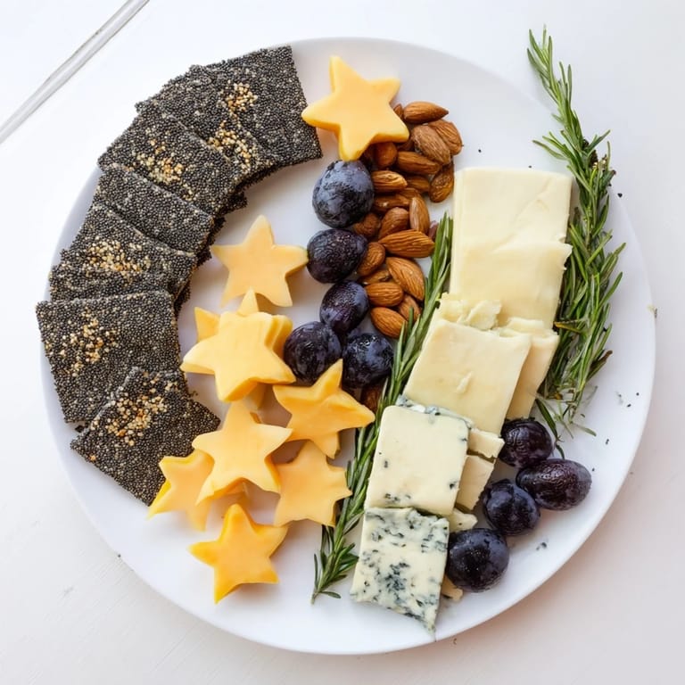 Imagine a festive Crescent Moon & Stars Cheese Board, with rosemary sprigs and delicious cheeses ready to be served.
