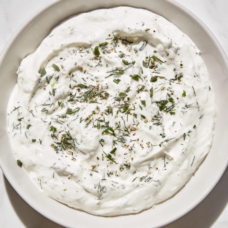 A close-up shot of the vibrant Greek Yogurt Ranch Dip, perfect for dipping veggies.
