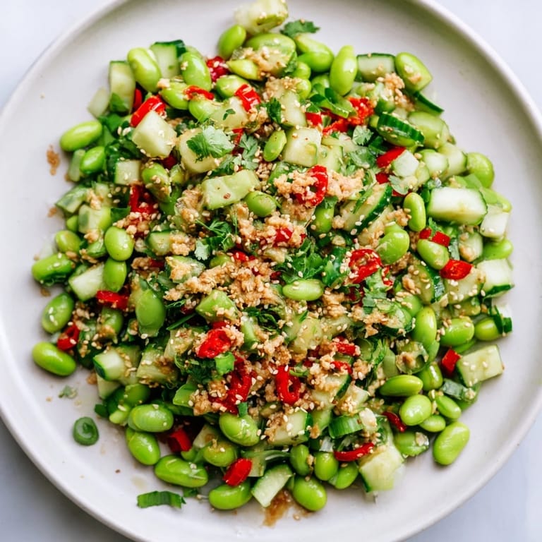 A refreshing bowl of edamame salad bursts with flavor, perfect for a light Asian-inspired meal.