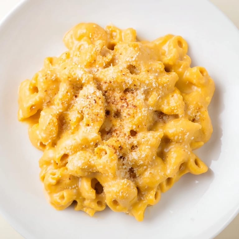 A comforting bowl of creamy Pumpkin Mac & Cheese, the perfect autumn vegetarian main course.