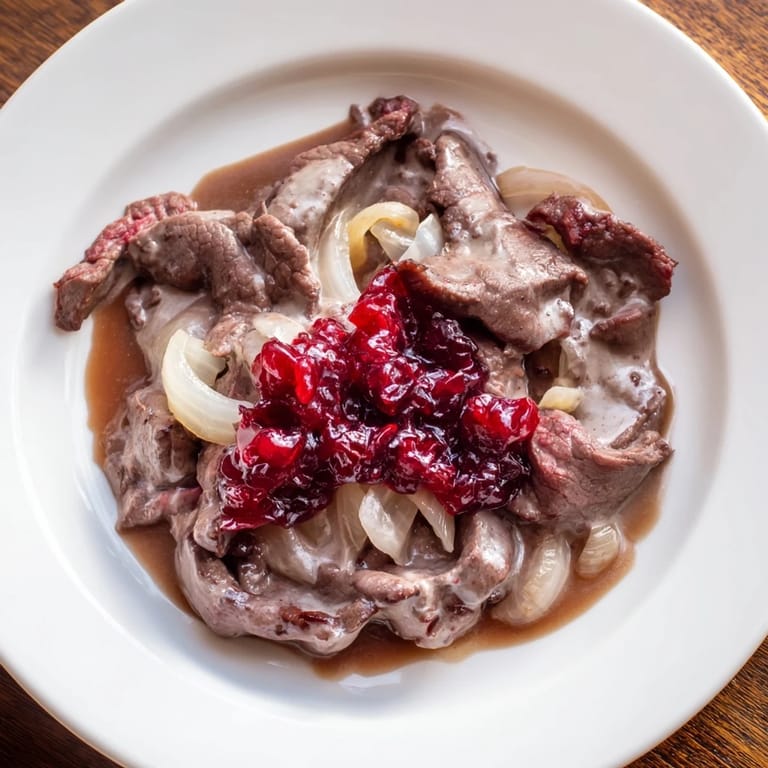 Close-up of hearty Finnish Reindeer Stew, a flavorful Nordic dish ready to be enjoyed.