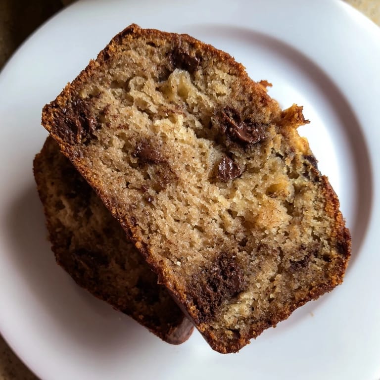 Moist banana bread sprinkled with walnuts, perfectly baked to golden brown, ready to eat.