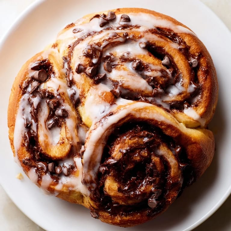 Freshly baked Nutella chocolate chip rolls, oozing with melted chocolate, ready to enjoy warm.