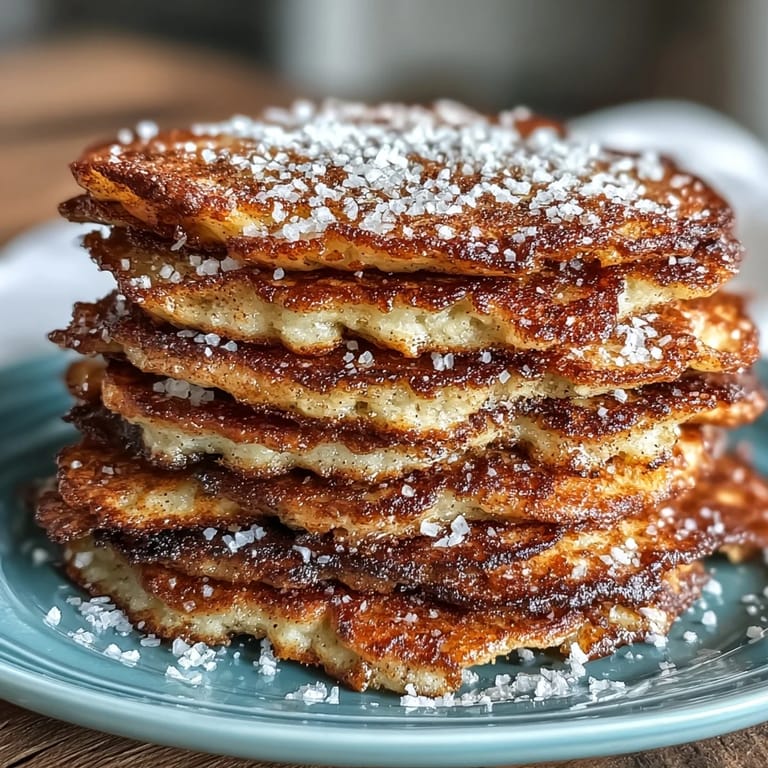 A plate of warm Spanish Churro-Inspired Pancakes with crispy edges, ready for a sweet breakfast.
