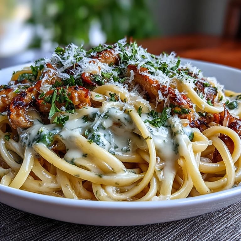 Creamy lemon-butter sauce coats linguine pasta with vibrant peas and Parmesan for a satisfying vegetarian meal.  